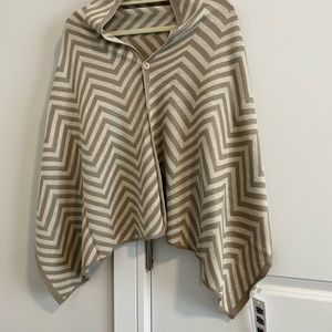 NWT!!! Beautiful knit wrap/cape in taupe and beige stripes